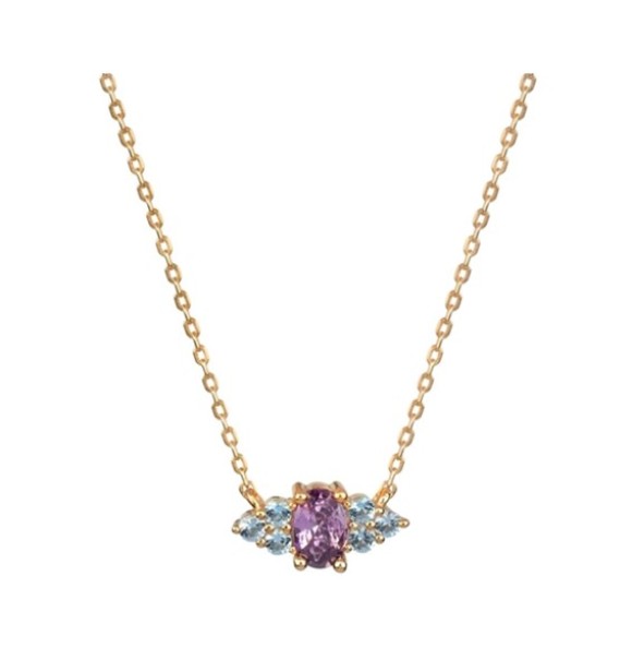 VIDAL VIDAL COLLAR CZ AQUAM/AMETH 38+6 PLATA CHAPADA