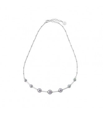 Gargantilla de 42/47cm en plata rodiada, 5/6/7/8mm perlas redondas gris