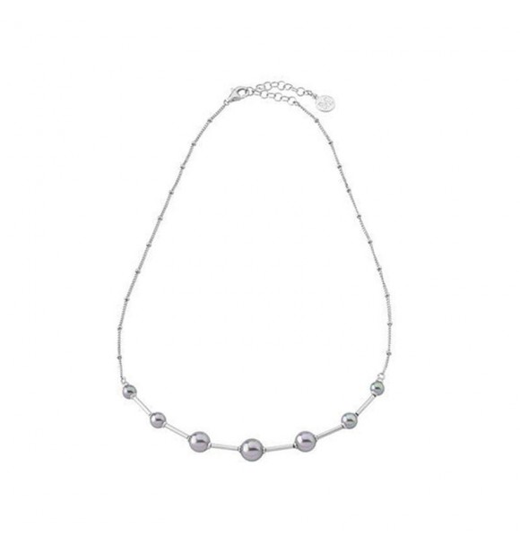 Gargantilla de 42/47cm en plata rodiada, 5/6/7/8mm perlas redondas gris