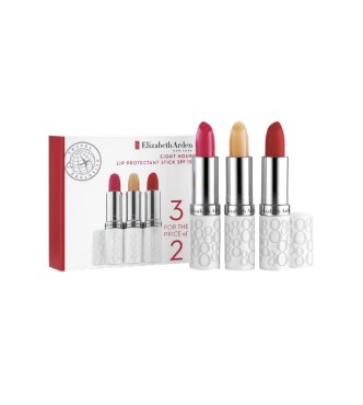 ELIZABETH ARDEN Arden 8-Hour A0130897 SET 1 PC Set cont.: Protectant Cream Lipstick No° 04 Plum SPF 15 3,
7 g (Ref.615567) + Lip Protectant Stick SPF 15 3,7 g (Ref.81813) + Protectant Cream Lipstick No° 02 Blush SPF 15 3,7 g (Ref.615547)