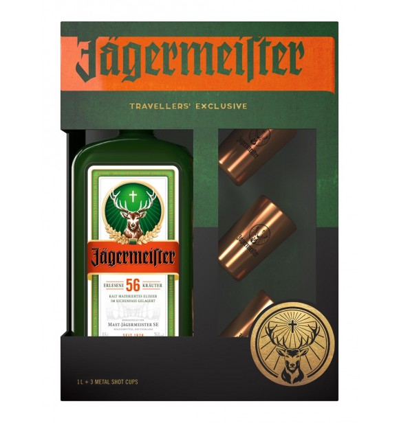 Jägermeister Traveller’s Exclusive 3 metal shot cup,
 Value Added Pack
