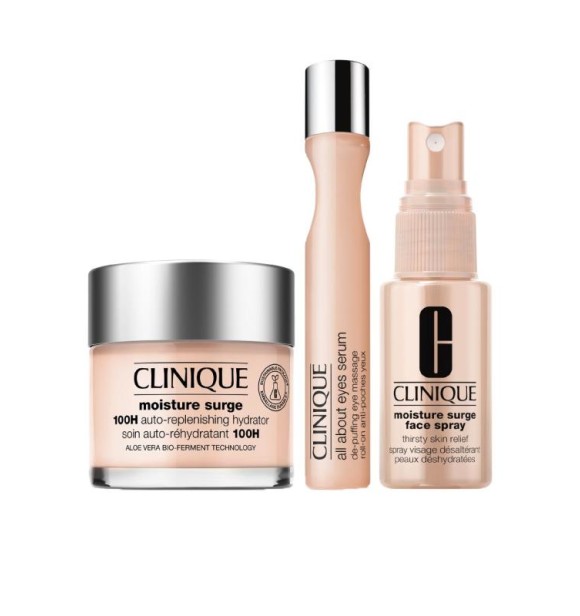 CLINIQUE Cliniq Moi. Surge V0FE01 SET 1 PC Set cont.: Serum De-Puffing Eye Massage 15 ml (Ref.400199) + Cream 100H 100h Auto-Replenishing Hydrator Moisturizing Cream 75 ml (Ref.1473342) + Moisture Surge Face Spray 30 ml