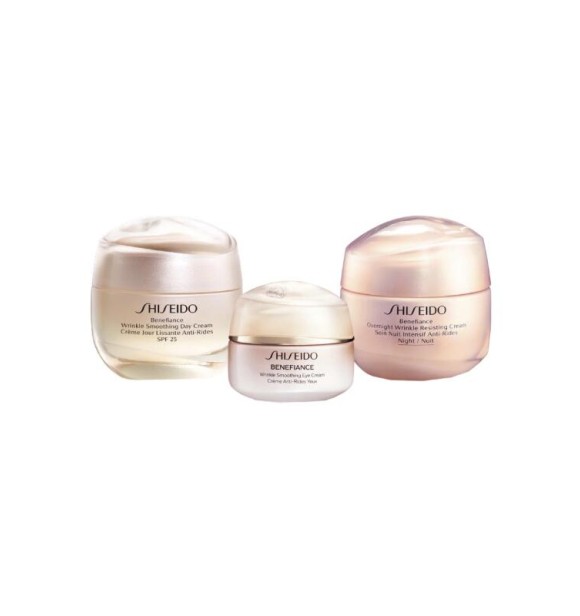 SHISEIDO Shisei Benefia 70304209101 SET 1 PC Set cont.: Wrinkle Smoothing Day Cream 50ml SPF 25 + Overnight Wrinkle Smoothing Cream 50 ml + Wrinkle Smoothing Eye Cream 15 ml