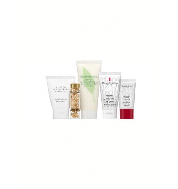 Elizabeth Arden Mixed Lines Set cont.: White Tea Skin Solutions Gentle Purifying Cleanser 50 ml + Eight Hour Intensive Daily Moisturizer SPF 15 50 ml (Ref,159658) + Advanced Ceramide Capsules Daily Youth Restoring Serum 14 caps. + Green Tea Honey Drops Bo