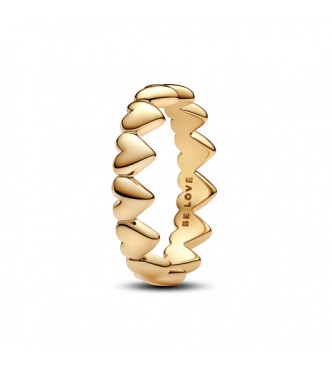 PANDORA 163427C00 Anillo de corazones bañado en oro de 14k