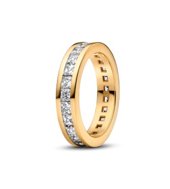 163797C01-54 14k Gold-plated ring with clear cubic zirconia