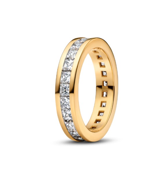 163797C01-56 14k Gold-plated ring with clear cubic zirconia