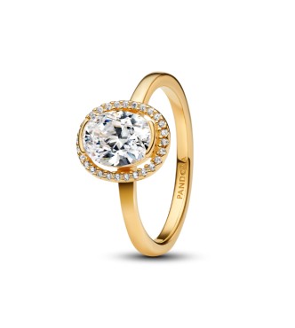 163802C01-50 14k Gold-plated ring with clear cubic zirconia