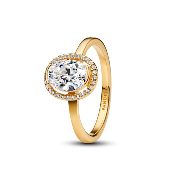 163802C01-52 14k Gold-plated ring with clear cubic zirconia