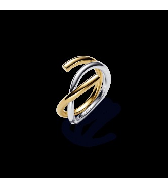 PANDORA 163889C00 Organically shaped sterling silver and 14k gold-plated ring