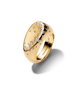 164671C01-50 14k gold-plated ring with clear cubic zirconia
