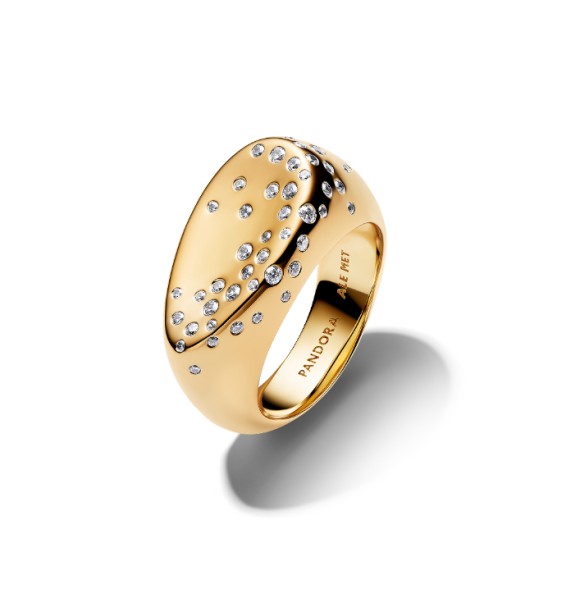 164671C01-52 14k gold-plated ring with clear cubic zirconia