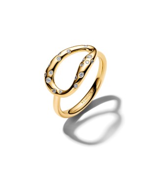 164676C01-52 14k gold-plated ring with clear cubic zirconia