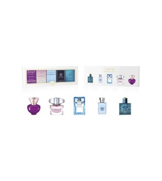 VERSACE Ver Coffret 799202 COFF 1 PC Coffret cont.: Dylan Purple Eau de Parfum 5 ml + Bright Crystal Eau de Toilette 5 ml + Eau Fraiche Eau de Toilette 5 ml + Pour Homme Eau de Toilette 5 ml + Eros Eau de Toilette 5 ml