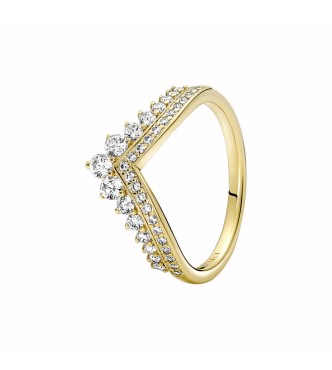 167736C01-50 Tiara wishbone 14k gold-plated ring with clear cubic zirconia