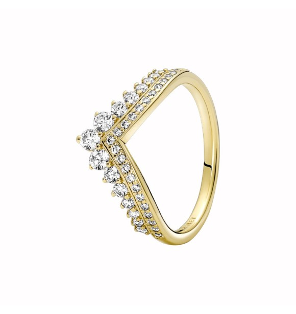 167736C01-58 Tiara wishbone 14k gold-plated ring with clear cubic zirconia