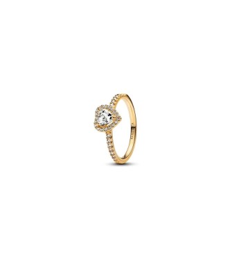 Anillo de corazón bañado en oro de 14k con circonita cúbica transparente