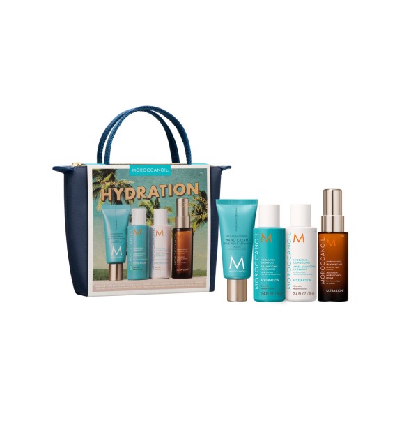 Hydrating Shampoo & Conditioner infuse dry hair with antioxidant-rich argan oil, Vitamins A and E, and Red Algae for optimal moisture and vibrant health. Moroccanoil Treatment Mist detangles and boosts shine. The complimentary Hand Cream Fragrance Origina