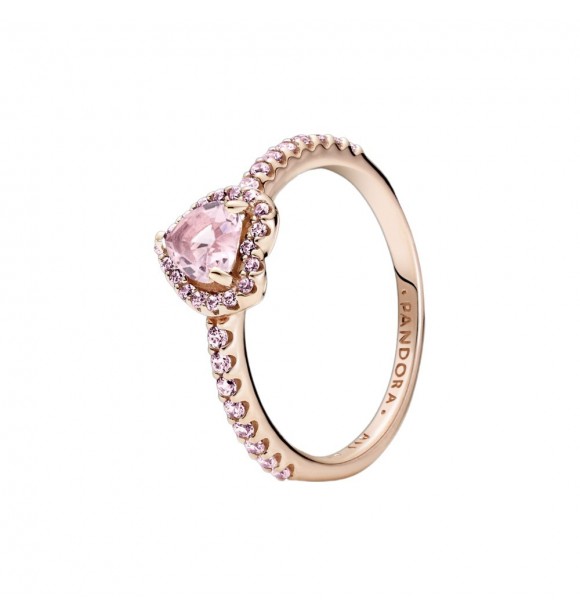 Heart 14k rose gold-plated ring with orchid pink crystal and fancy fairy tale pink cubic zirconia