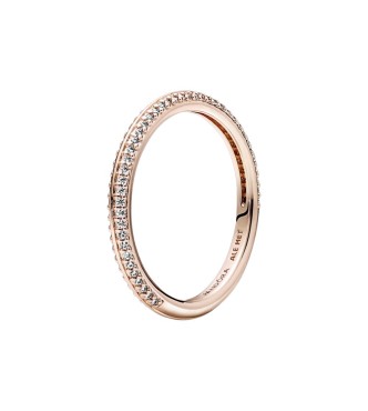 189679C01-58 14k Rose gold-plated ring with clear cubic zirconia
