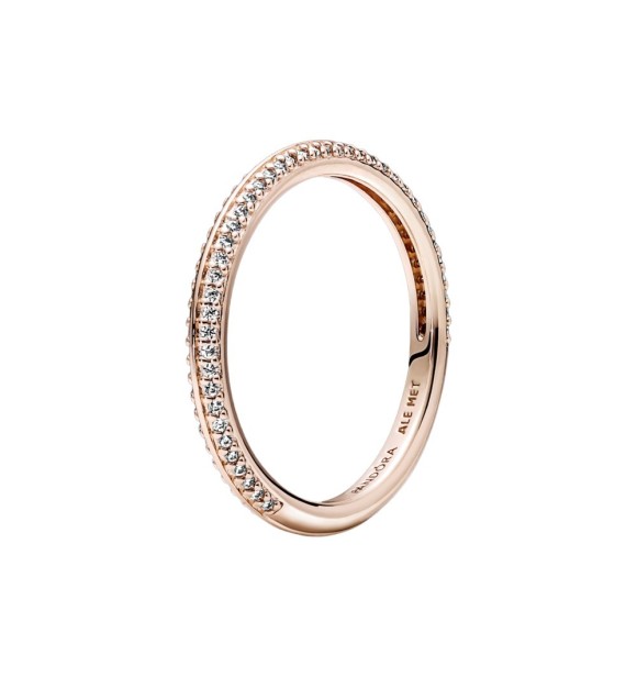 189679C01-56 14k Rose gold-plated ring with clear cubic zirconia