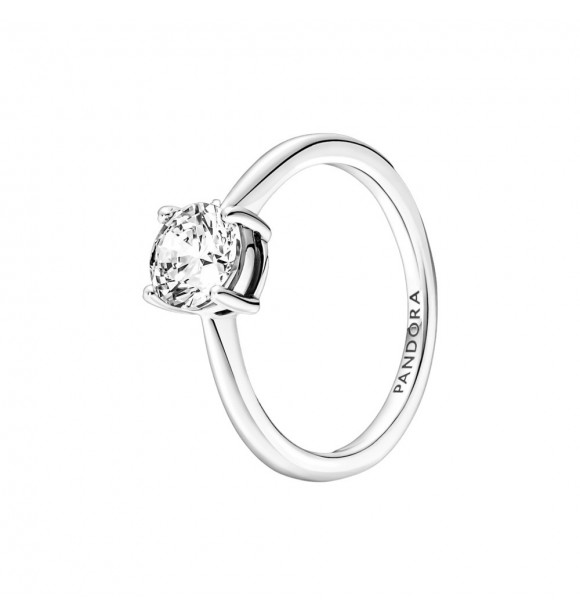 Sterling silver ring with clear cubic zirconia