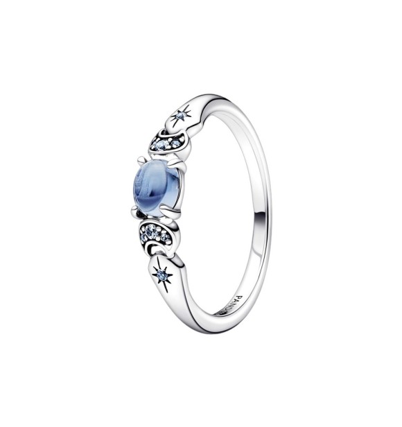 192344C01-56 Disney Aladdin Jasmine sterling silver ring with icy blue crystal and moonlight blue crystal