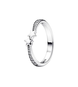 192365C01-52 Stars sterling silver ring with clear cubic zirconia