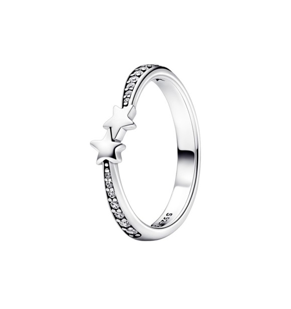 192365C01-58 Stars sterling silver ring with clear cubic zirconia