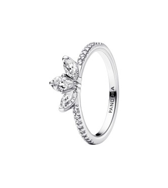 192392C01-52 Herbarium cluster sterling silver ring with clear cubic zirconia