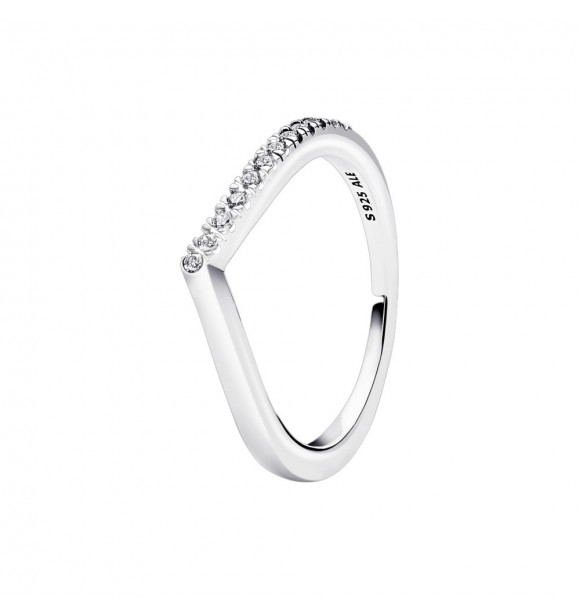 PANDORA 192394C01-48 Anillo Wishbone de plata de primera ley con circonitas cúbicas transparentes