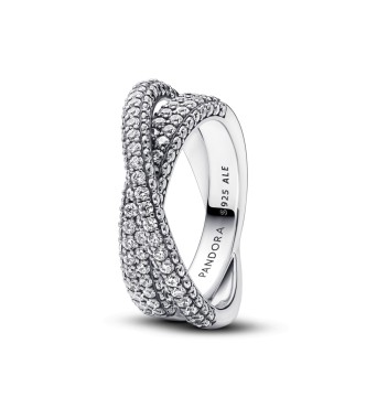 193022C01-56 Dual band sterling silver ring with clear cubic zirconia