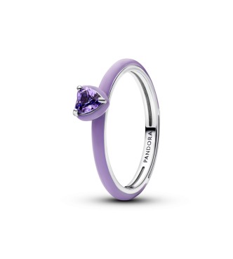 193088C04-50 Heart sterling silver ring with royal purple crystal and purple enamel