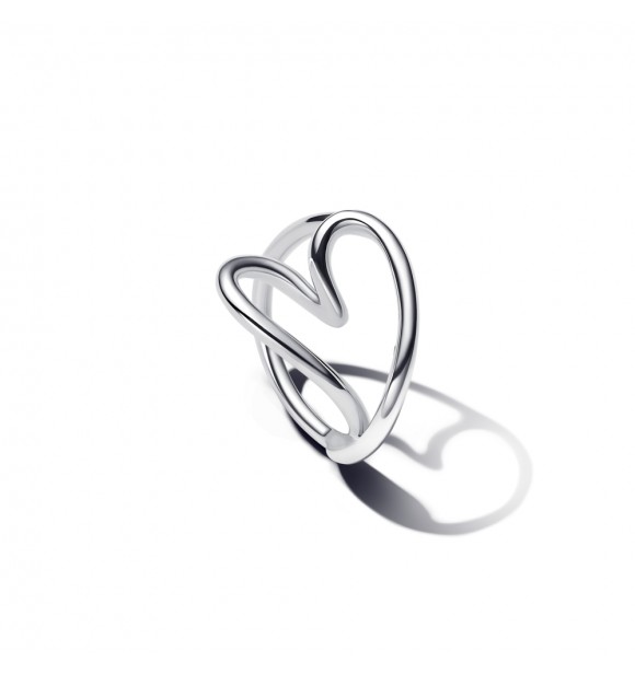PANDORA 193288C00 Anillo en plata de ley Corazón Forma Orgánica