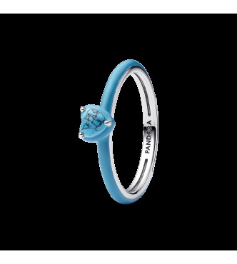PANDORA 193828C01 Heart sterling silver ring with imitation turquoise and turquoise enamel