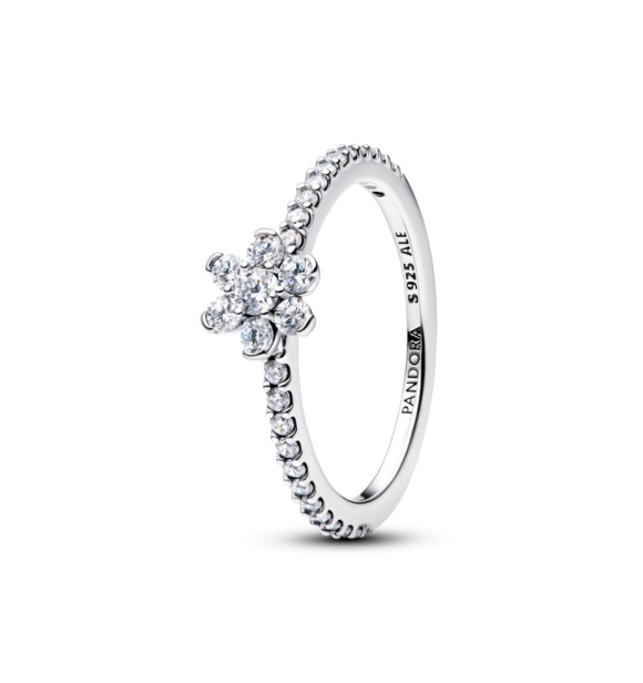 PANDORA 194499C01 Anillo de plata de ley con flor y circonitas cúbicas transparentes