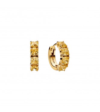 PANDORA 263851C02 14k gold-plated hoop earrings with vibrant yellow cubic zirconia