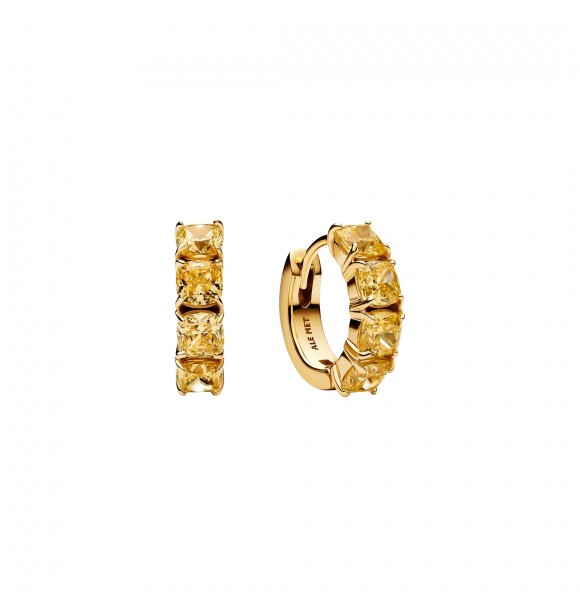 PANDORA 263851C02 14k gold-plated hoop earrings with vibrant yellow cubic zirconia
