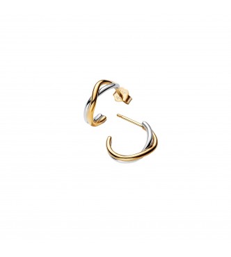 PANDORA 263880C00 Organically shaped sterling silver and 14k gold-plated hoop earrings