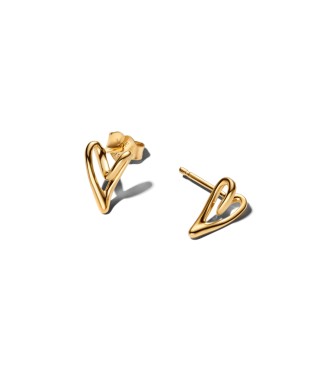 PANDORA 264393C00 Heart 14k gold-plated stud earrings