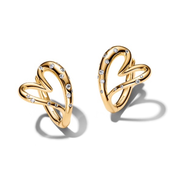 264664C01 14k gold-plated hoop earrings with clear cubic zirconia