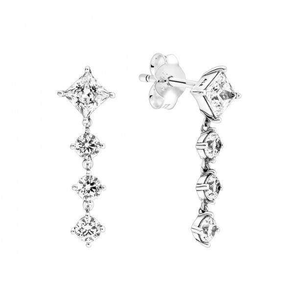 Sterling silver stud earrings with clear zirconia