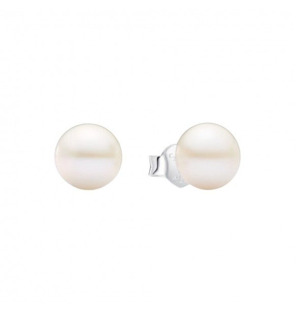 PANDORA 293169C01 Pendientes de plata de primera ley con perla cultivada de agua dulce tratada en color blanco de 7 mm