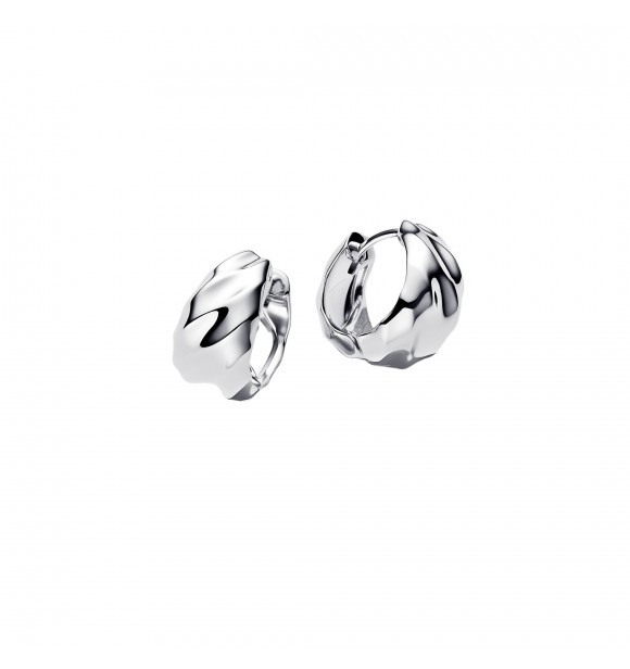 PANDORA 293874C00 Rippled sterling silver hoop earrings