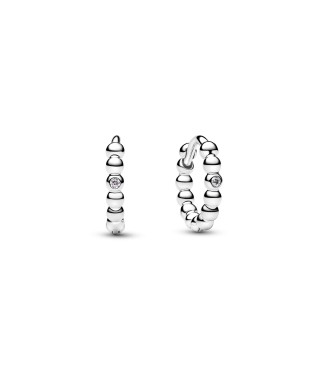 PANDORA 294823C01 Sterling silver huggie hoop earrings with clear cubic zirconia