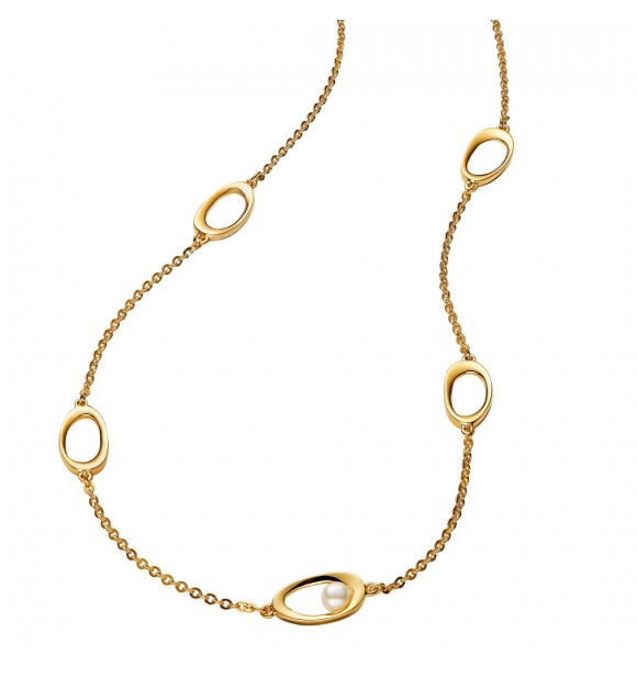 PANDORA 363883C01 14k gold-plated necklace with treated white freshwater cultured pearl