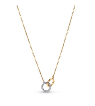 PANDORA 364825C01 Sterling silver and 14k gold-plated pendant necklace with clear cubic zirconia
