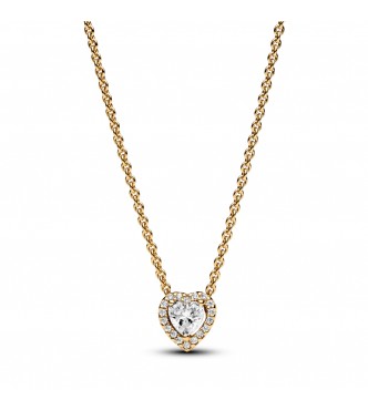 PANDORA 368425C01-45 Collar con forma de corazón chapado en oro de 14k con circonita cúbica transparente