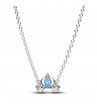 PANDORA 393057C01-45 Collar de plata de ley Cenicienta de Disney con elegante circonita cúbica transparente y azul claro