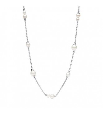 PANDORA 393175C01-45 Collar de plata de primera ley con perla cultivada de agua dulce tratada en color blanco y circonita cúbica transparente.